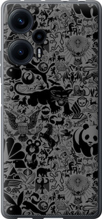 Чехол на Xiaomi Poco F5 Чорний-сірий стікер бомінг 2432u-3170 (Сірий)