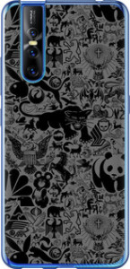 Чехол на Vivo V15 pro Чёрно-серый стикер бомбинг 2432t-1763 (Серый)