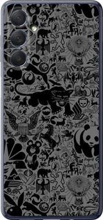 Чохол на Samsung Galaxy M54 Чорно-сірий стікер бомбінг 2432u-3039 (Сірий)