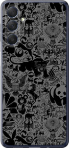 Чехол на Samsung Galaxy M54 Чёрно-серый стикер бомбинг 2432u-3039 (Серый)