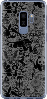 Чехол на Samsung Galaxy S9 Plus Чёрно-серый стикер бомбинг 2432t-1365 (Серый)