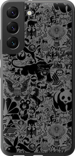 Чохол на Samsung Galaxy S22 Чорнó-сірий стикер бомбінг 2432u-2494 (Сірий)
