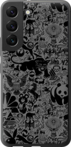 Чехол на Samsung Galaxy S22 Чёрно-серый стикер бомбинг 2432u-2494 (Серый)