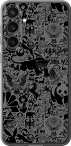Чехол на Samsung Galaxy S23 FE Чёрно-серый стикер бомбинг 2432u-3136 (Серый)