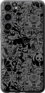 Чохол на Samsung Galaxy S23 Plus Чорно-сірий стікер бомбірг 2432u-2905 (Сірий)