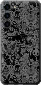 Чехол на Samsung Galaxy S23 Plus Чёрно-серый стикер бомбинг 2432u-2905 (Серый)