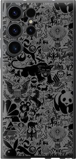 Чехол на Samsung Galaxy S23 Ultra Чёрно-серый стикер бомбинг 2432u-2906 (Серый)