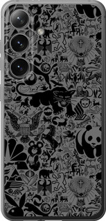 Чохол на Samsung Galaxy S24 Чорно-сірий стікер бомбінг 2432u-3390 (Сірий)
