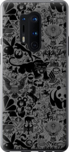 Чехол на OnePlus 8 Pro Чорногрейний стікер бомбардування 2432u-1896 (Сірий)