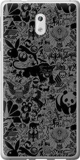 Чехол на Nokia 3 Чёрно-серый стикер бомбинг 2432t-818 (Серый)