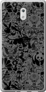Чехол на Nokia 3 Чёрно-серый стикер бомбинг 2432t-818 (Серый)
