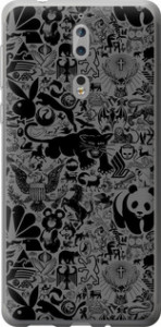 Чехол на Nokia 8 Чёрно-серый стикер бомбинг 2432u-1115 (Серый)