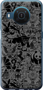 Чехол на Nokia X20 Чёрно-серый стикер бомбинг 2432u-2532 (Серый) для Nokia X20