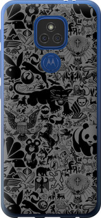 Чехол на Motorola E7 Plus Чёрно-серый стикер бомбинг 2432u-2107 (Серый)