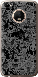 Чехол на Motorola Moto G5 PLUS Чёрно-серый стикер бомбинг 2432u-1038 (Серый)