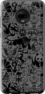 Чехол на Motorola Moto G7 Чёрно-серый стикер бомбинг 2432u-1614 (Серый)