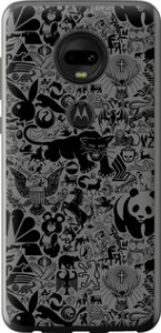 Чехол на Motorola Moto G7 Чёрно-серый стикер бомбинг 2432u-1614 (Серый) для Motorola Moto G7 Plus