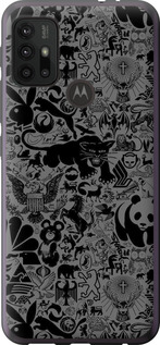 Чехол на Motorola Moto G10 Чёрно-серый стикер бомбинг 2432u-2319 (Серый)