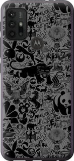 Чехол на Motorola Moto G30 Чёрно-серый стикер бомбинг 2432u-2320 (Серый)