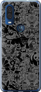 Чехол на Motorola One Vision Чёрно-серый стикер бомбинг 2432u-1782 (Серый)