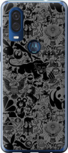 Чехол на Motorola One Vision Чёрно-серый стикер бомбинг 2432u-1782 (Серый)