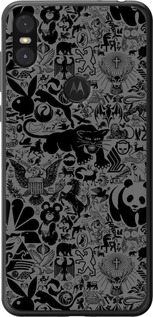Чехол на Motorola One Чёрно-серый стикер бомбинг 2432t-1589 (Серый)