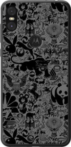 Чехол на Motorola One Чёрно-серый стикер бомбинг 2432t-1589 (Серый)