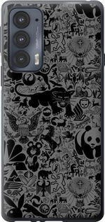 Чехол на Motorola Edge 20 Чёрно-серый стикер бомбинг 2432u-2497 (Серый)