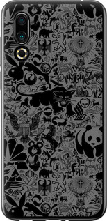 Чехол на Meizu 16S Чёрно-серый стикер бомбинг 2432u-1701 (Серый)