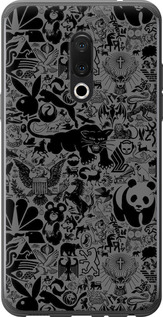 Чохол на Meizu 15 Plus Чорно-сірий стікер бомбінг 2432u-1473 (Сірий)