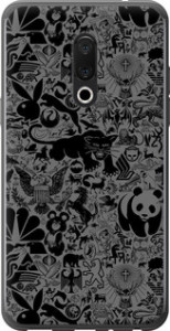Чехол на Meizu 15 Plus Чёрно-серый стикер бомбинг 2432u-1473 (Серый)