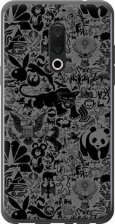 Чехол на Meizu 15 Чёрно-серый стикер бомбинг 2432u-1472 (Серый)