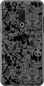 Чехол на Meizu 15 Чёрно-серый стикер бомбинг 2432u-1472 (Серый)