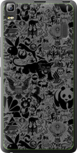 Чехол на Lenovo A7000 Чёрно-серый стикер бомбинг 2432u-120 (Серый)