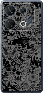 Чехол на Infinix GT 10 pro Чёрно-серый стикер бомбинг 2432u-3172 (Серый)