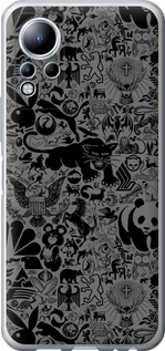 Чохол на Infinix Note 12 Чорно-сірий стикер бомбинг 2432u-2927 (Сірий)