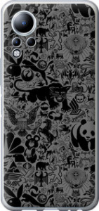 Чохол на Infinix Note 12 Чорно-сірий стикер бомбинг 2432u-2927 (Сірий)
