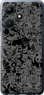 Чехол на Infinix Hot 30i Чёрно-серый стикер бомбинг 2432u-3045 (Серый)