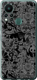 Чехол на Infinix Hot 11S Чёрно-серый стикер бомбинг 2432u-2757 (Серый)