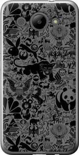 Чехол на Huawei Y3 2017 Чёрно-серый стикер бомбинг 2432t-991 (Серый)