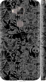 Чехол на Huawei G7 Plus Чёрно-серый стикер бомбинг 2432m-952 (Серый)