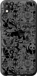 Чехол на Huawei Honor 8S Чёрно-серый стикер бомбинг 2432t-1679 (Серый)