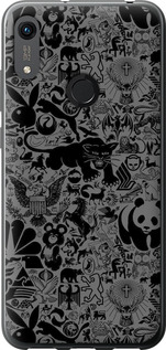 Чехол на Huawei Honor 8A Чёрно-серый стикер бомбинг 2432t-1635 (Серый)