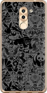 Чохол на Huawei Honor 6X Чорно-сірий стикер бомбінг 2432t-460 (Сірий)