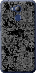 Чехол на Huawei Honor 6C Pro Чёрно-серый стикер бомбинг 2432u-1358 (Серый)