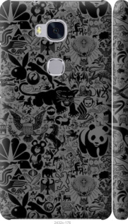 Чехол на Huawei Honor 5X Чёрно-серый стикер бомбинг 2432m-176 (Серый)