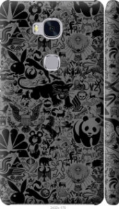 Чехол на Huawei Honor 5X Чёрно-серый стикер бомбинг 2432m-176 (Серый)
