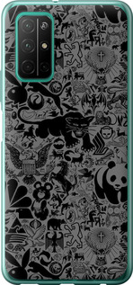 Чехол на Huawei Honor 30S Чорно-сірий стикер бомбинг 2432u-1897 (Сірий)