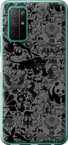 Чехол на Huawei Honor 30S Чёрно-серый стикер бомбинг 2432u-1897 (Серый)
