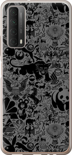 Чехол на Huawei P Smart 2021 Чёрно-серый стикер бомбинг 2432u-2100 (Серый)